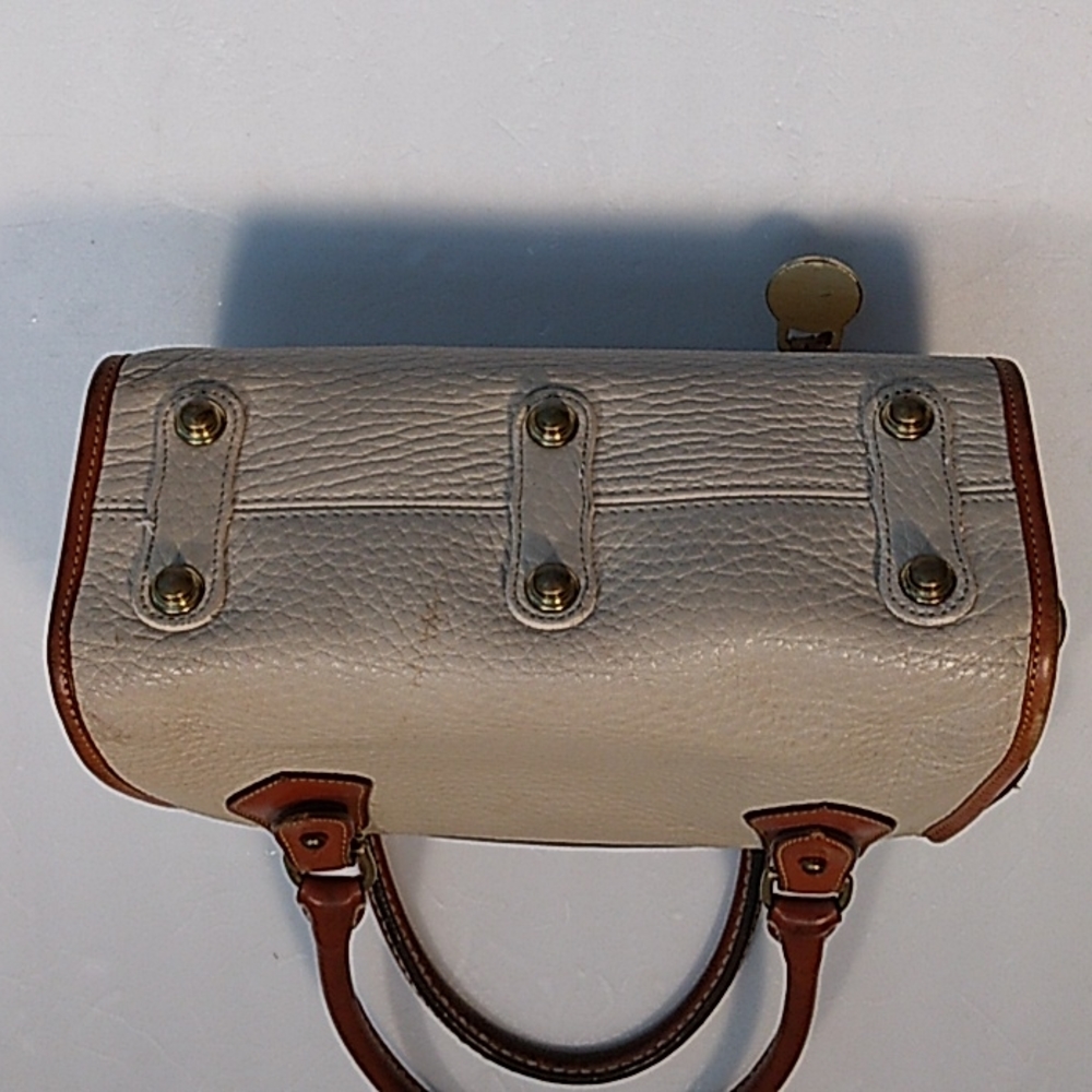 Dooney & Bourke Leather Gladstone Cream and Tan Satchel - Picture 6 of 16